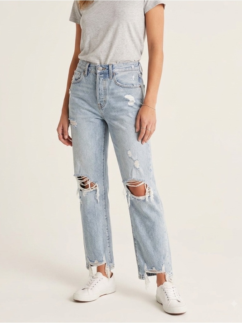 pistola Light Blue Distressed Boyfriend Jeans